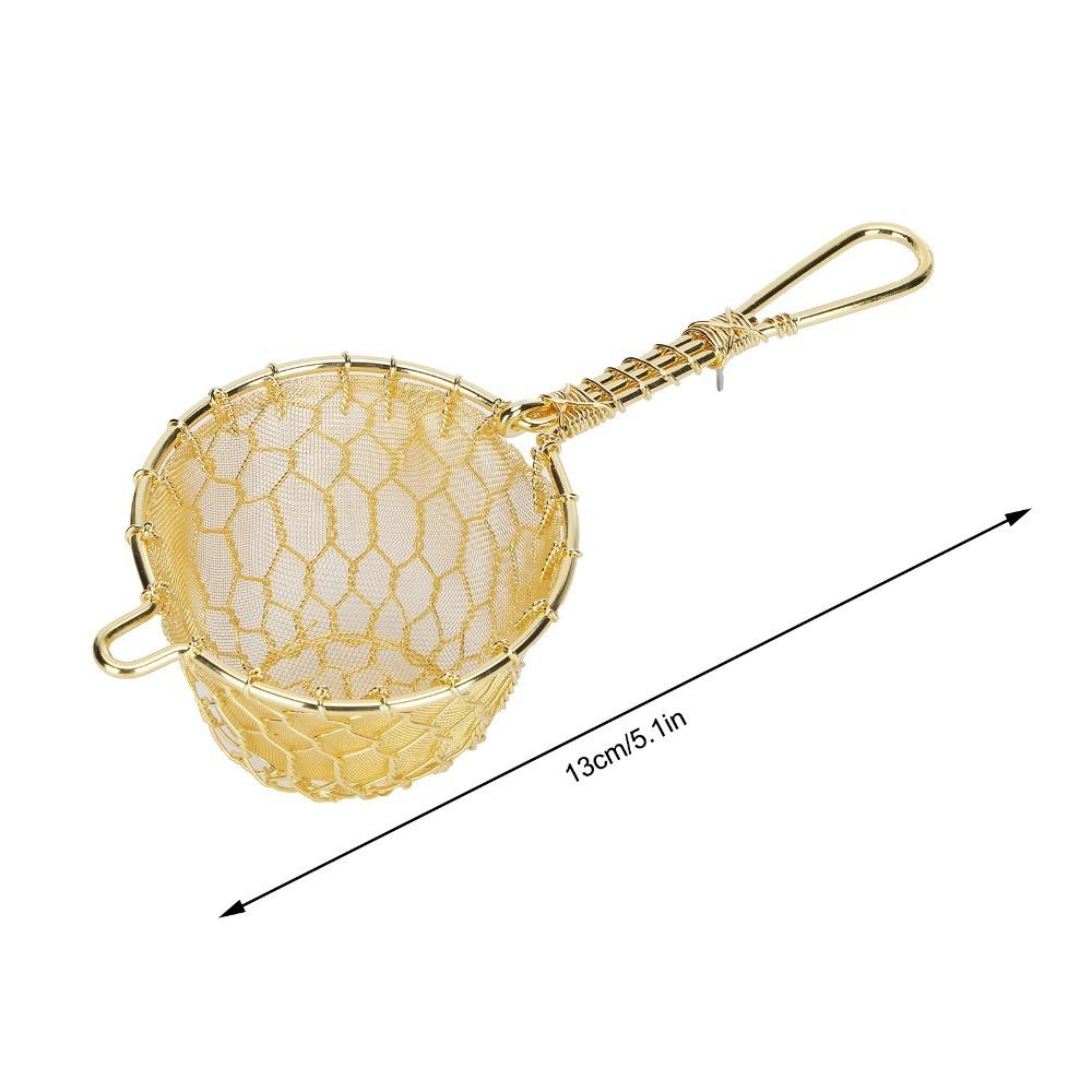 Long Handle Tea Infuser Strainer Gold Mesh Copper Tea Strainer Reusable Tea Infuser For Tea Maker