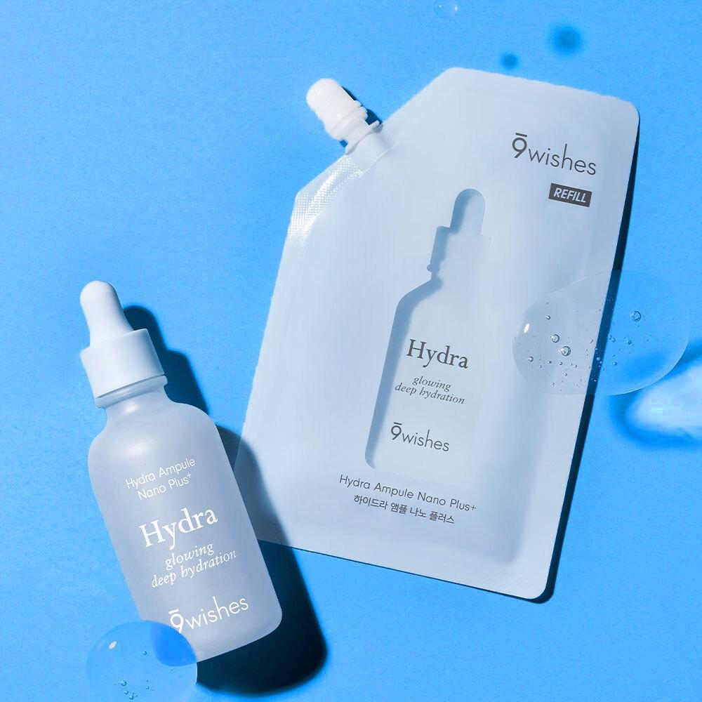 9 Wishes Hydra Moisture Ampoule Nano Plus 50ml Refill  +50ml Refill 