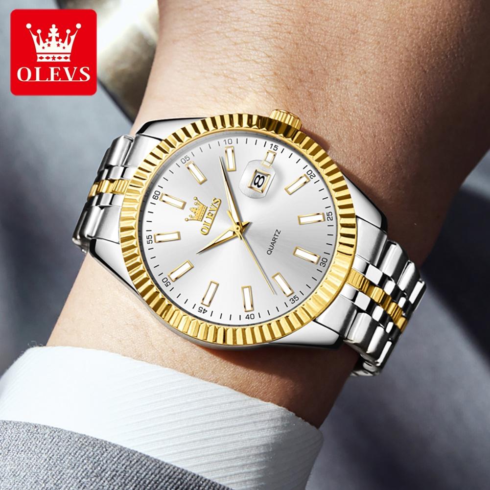 OLEVS 5593 Man Watch Luxury Top Brand Original Quartz Watches For Men Stainless Steel Waterproof Auto Date Men's Wrist Watches