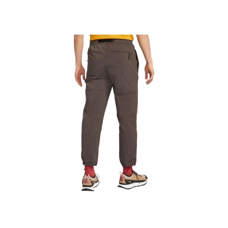 Nike Solid Color Logo Print Elastic Cuff Joggers With Breathable Mesh Lining Men Casual Pants Brown CV0661-220