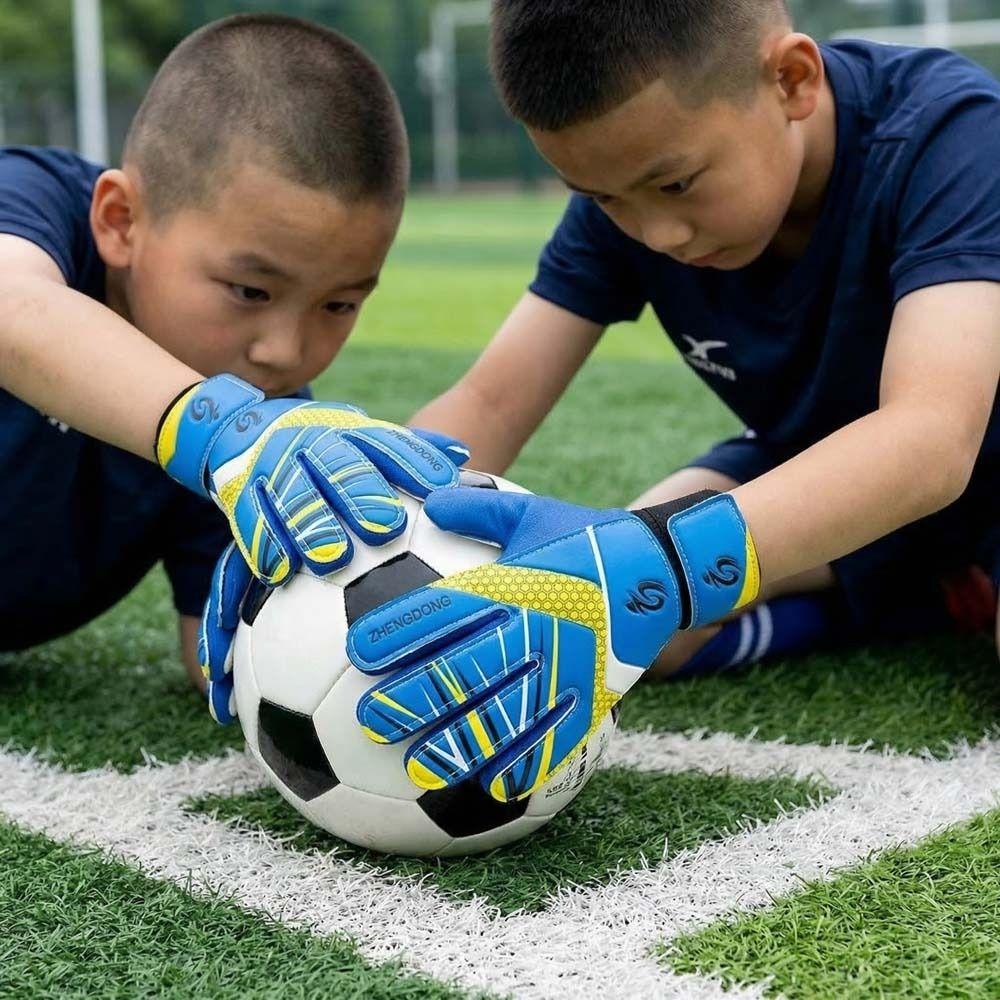1 pair Finger Protection Children Soccer Gloves Double Sided Latex Goalkeeper Gloves  Play Soccer