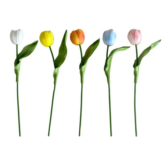 Artificial Tulip Flower 13" Long Stem Fake Tulip Realistic Real Touch PU Faux Flower for Spring Easter Home Kitchen Wedding Decoration