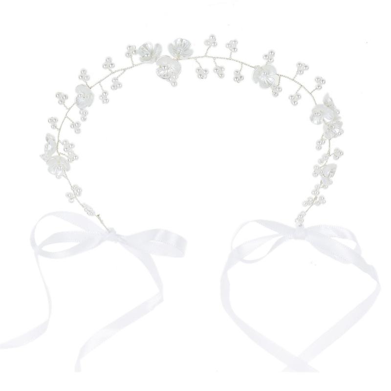 Регулируемые обручи-венки с искусственным жемчугом и цветами для невест, подружек невесты, свадебной вечеринки, богемные аксессуары для волос серебряный