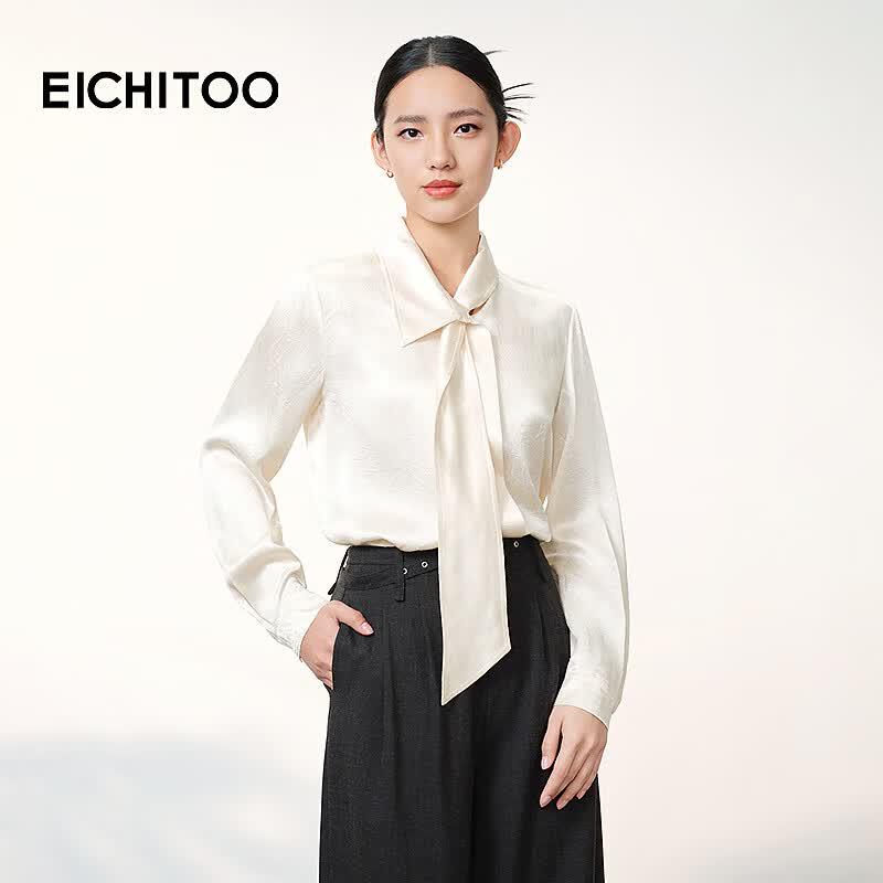 EICHITOO Women s French Style Ribbon Blouse S