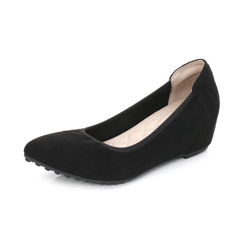 Schwarze Keilabsatzschuhe mit weicher Sohle für Damen - Höhensteigernd, Bequem für Büro und Flugbegleiter im Frühling und Herbst