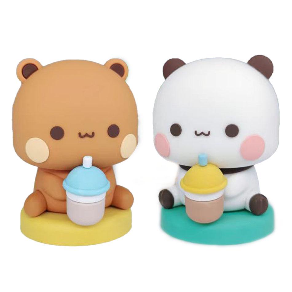 Cute Kawaii Bubu Dudu Panda Bear Figure Cartoon Exciting Bear Miniatures Collectible Animal Toy Doll Ornament Home Derocation