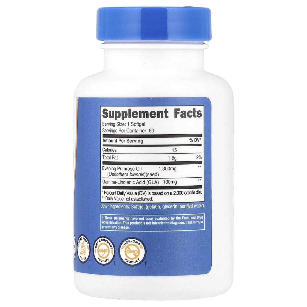 Nutricost Evening Primrose Oil, 1,300 Mg, 60 Softgels