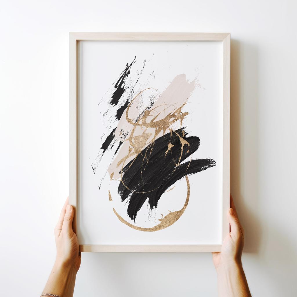 Poster Abstraction Black Pink Gold