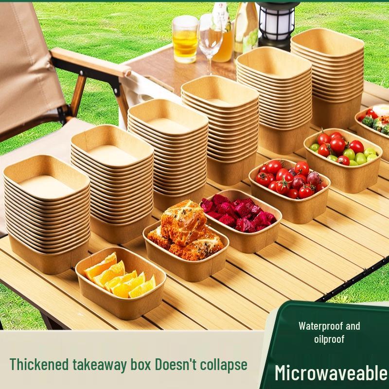 Kraft Paper Disposable Food Containers (100-Count)