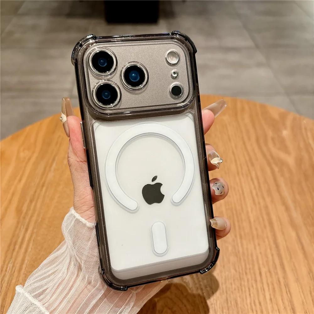 New Magnetic Wireless Charge For Magsafe Case for iPhone 17 16 15 14 13 12 11 Pro Max Plus Air Shockproof Transparent Cover