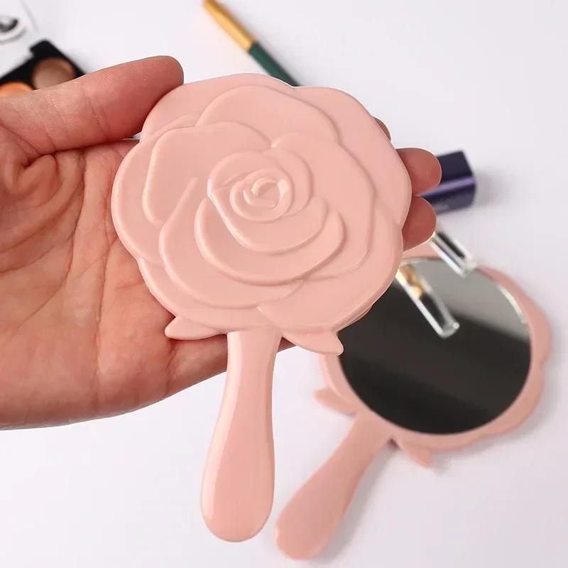 Retro Rose Flower Shape 3D Stereo Cosmetic Makeup Compact Mirror 4 Colors Choose Hand Mirror Compact Mirror Wholesale