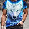 2024 New Animal T-Shirt For Men's Lion Tiger Wolf Printed Oversized T-Shirt Summer Men's Short Sleeve Tops Hawaii