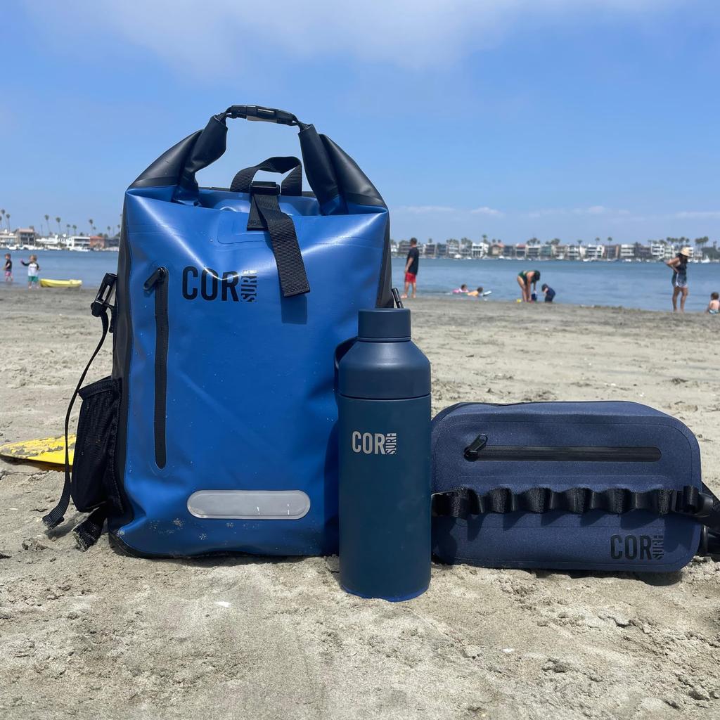 COR Surf Waterproof Dry Bag Backpack with Padded Laptop Sleeve 25L 40L Heavy Duty Roll Top Dark Travel & Pack, Blue, 40L, Backpack.