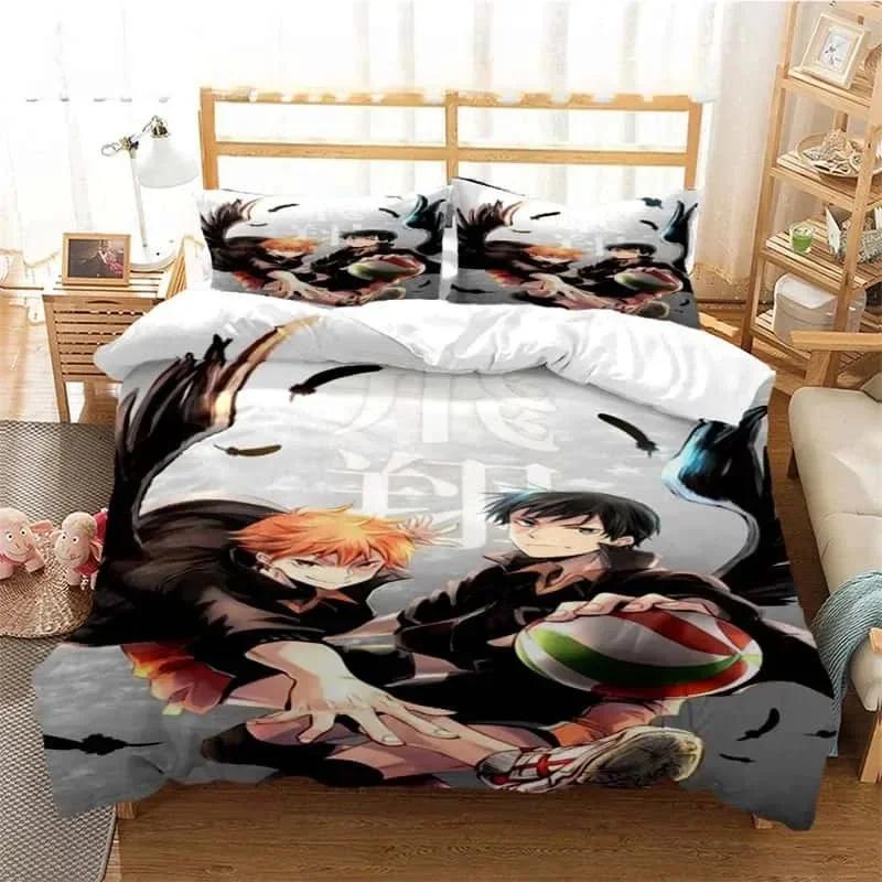 3d Print Volleyball Anime Haikyu Bedding Set Printed With Pillowcase Bed Duvet Cover Soft Single Double Queen Super King Size