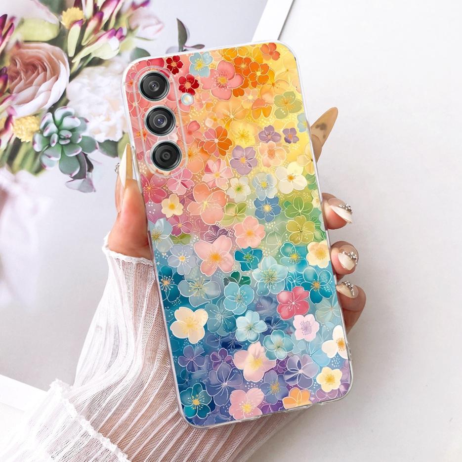 Etui do Samsung Galaxy M55 SM-M556B Nowe Kwiaty Motyl Malowane Pokrowiec Miękki Silikonowy Etui Do Samsung M55 M 15 Galaxy M15 Torby