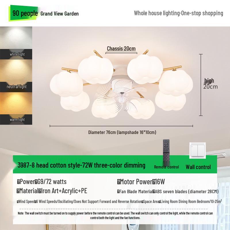 2025 Modern Minimalist Head-Shaking Fan Light for Living Room