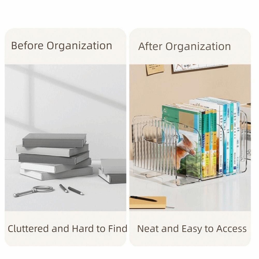 Simple Acrylic Book Stand Save Space Clear Bookshelf Portable Divided Book Stand  Student Use