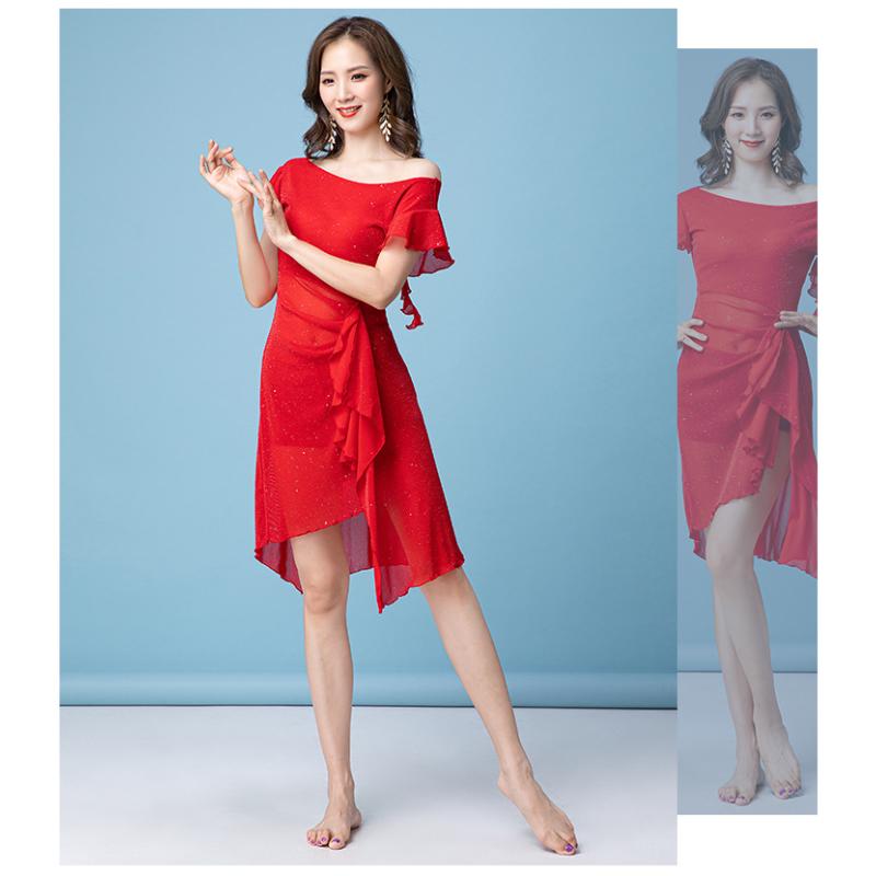 

Лето - Комплект платья для танца живота: Легкий, украшенный танцевальный костюм с надежными шортами, идеально подходит для танцевальных студий и выступлений M красный