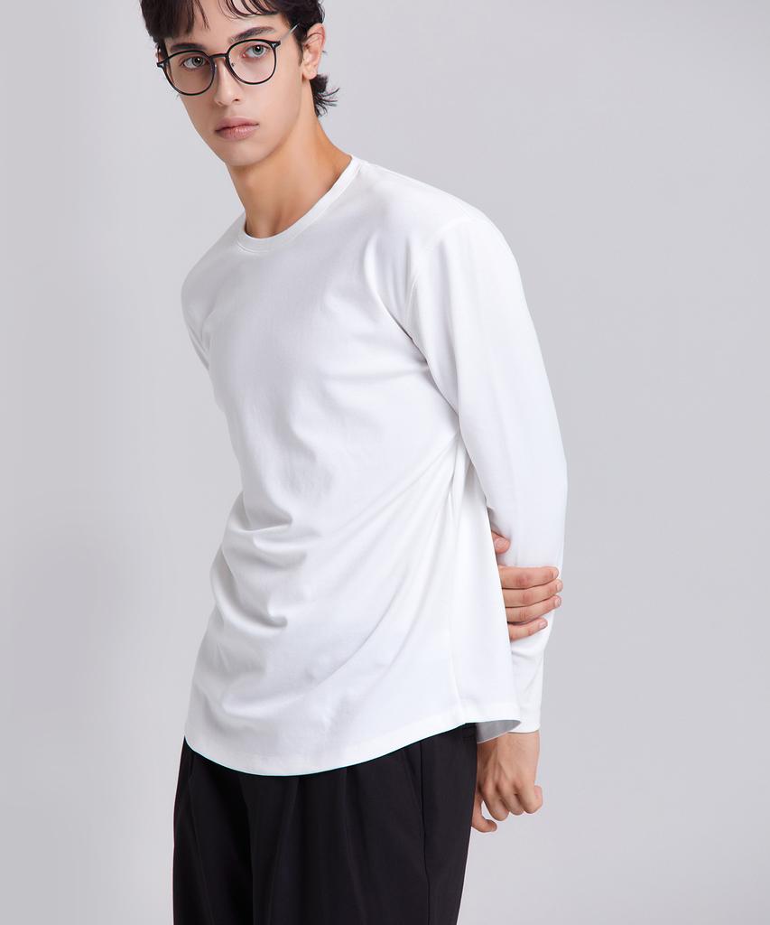 Dibeullu Tailored Crew Neck Long Sleeve Off-White