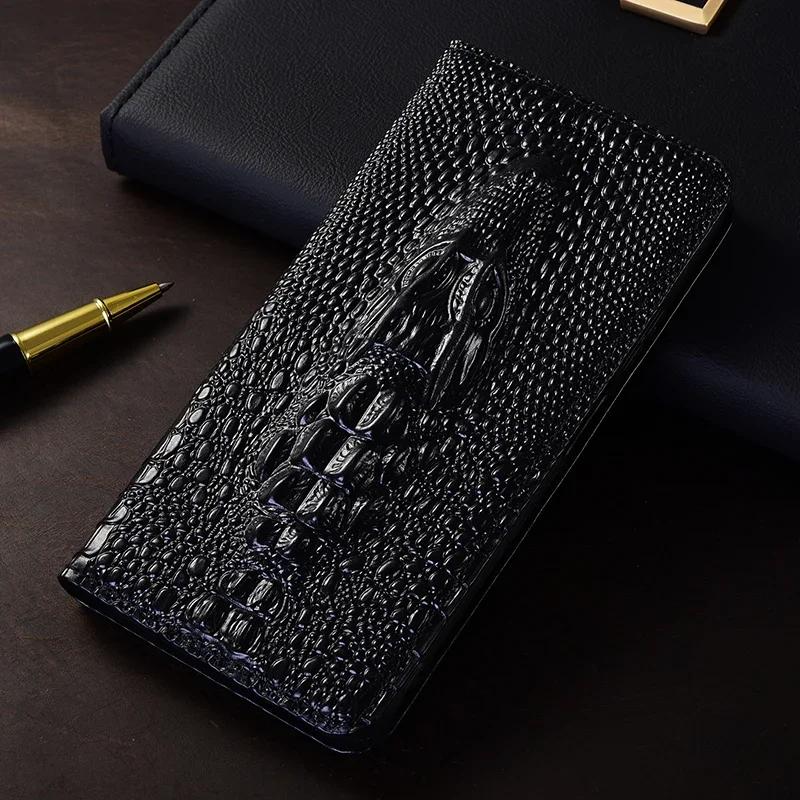For XIAOMI Mi 15 Ultra 15Ultra 5G Flip Case 3D Crocodile Head Magnetic Cover Cowhide Genuine Leather Card Pocket Wallet Covers