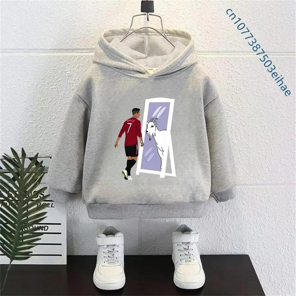 Cristiano Ronaldo CR7 Kids Boys Girls CR7 Printed Hooded Sweatshirt Hip Hop Cartoon Hoodie Autumn Long Sleeve Children Wear