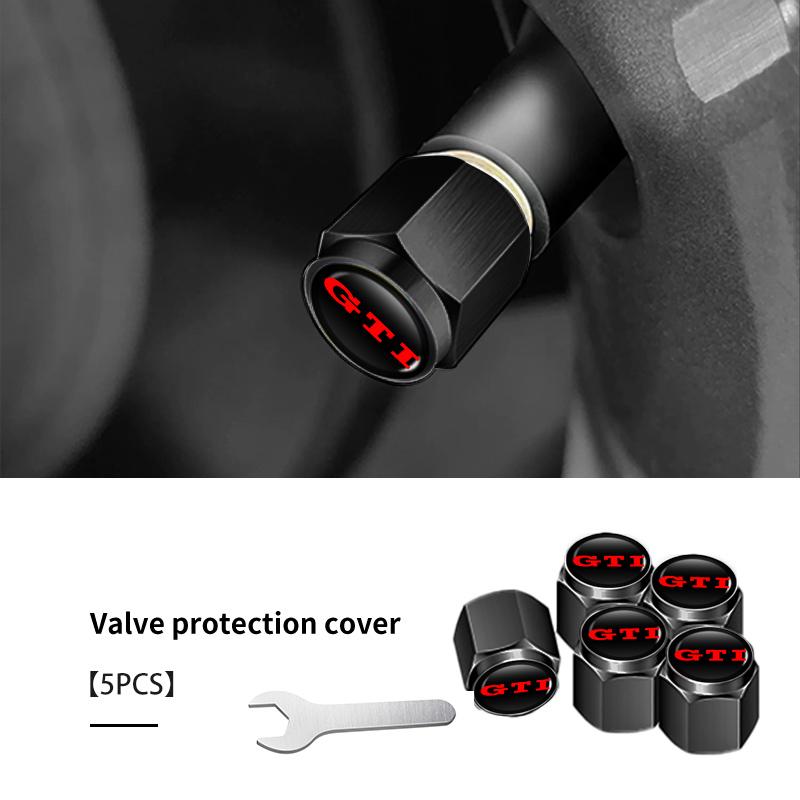 For Volkswagen VW 5pcs Car Tire Theftproof Wheel Air Valve Caps Tyre Stem Cover GTI Tiguan Passat B5 B6 B7 CC Jetta MK5 MK6 Polo CWW1