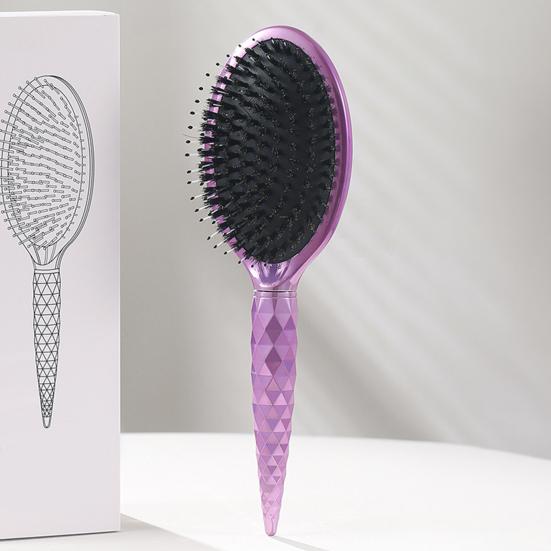 Boar Bristles Hair Brush with Ergonomic Handle Anti-static Scalp Massage Air Cushion Comb Men Women Portable Hair Styling Detangling Brush
