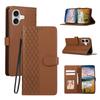 For iPhone 16 Case 3D Rhombus Grid Imprinted Wallet Leather Phone Cover with Lanyard