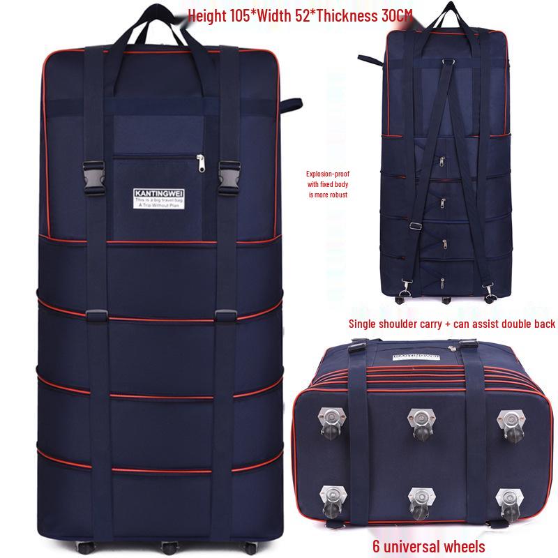 158L Aviation Large Capacity Rolling Travel Bag - Foldable Wheeled Luggage Storage, Oxford Cloth