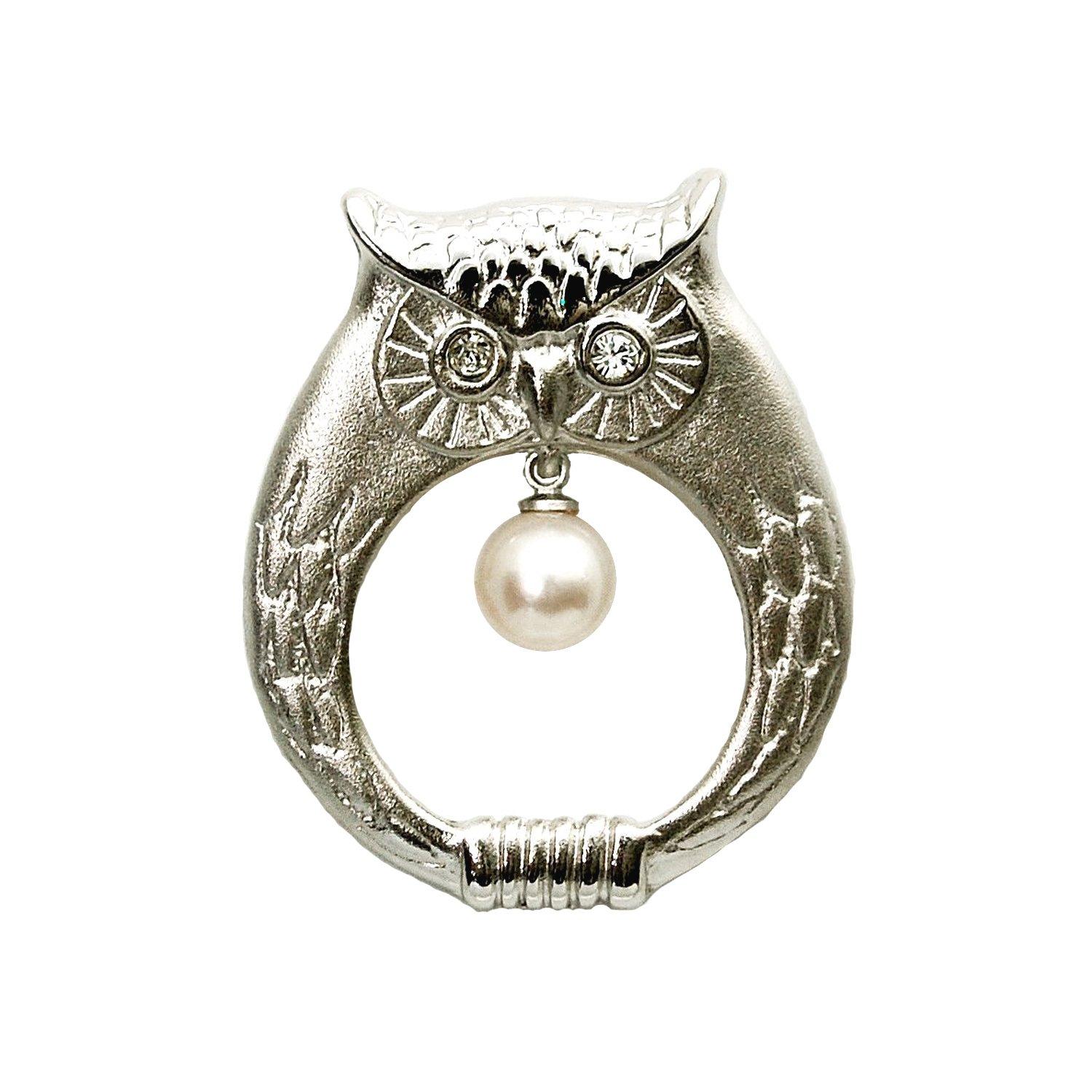 

Akoya pearl pin brooch glasses holder owl ABR450 pearl brooch [enyapearl]
