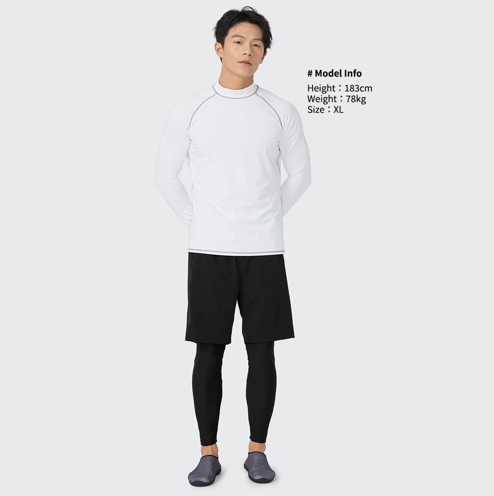 Rashguard Oberteil und Hose Lang UV-Schutz [Acrais] Herren Badeanzug, Set, Ärmel, 3-teiliges Set, Shirt, T-Shirt, Leggings, UPF50+, Pool, Meer, Strand,