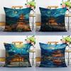 Korea Foguo Temple Pillow Case Plush Fabric Soft Double Sided Print Sofa Cushion Cover Throw Pillow Covers