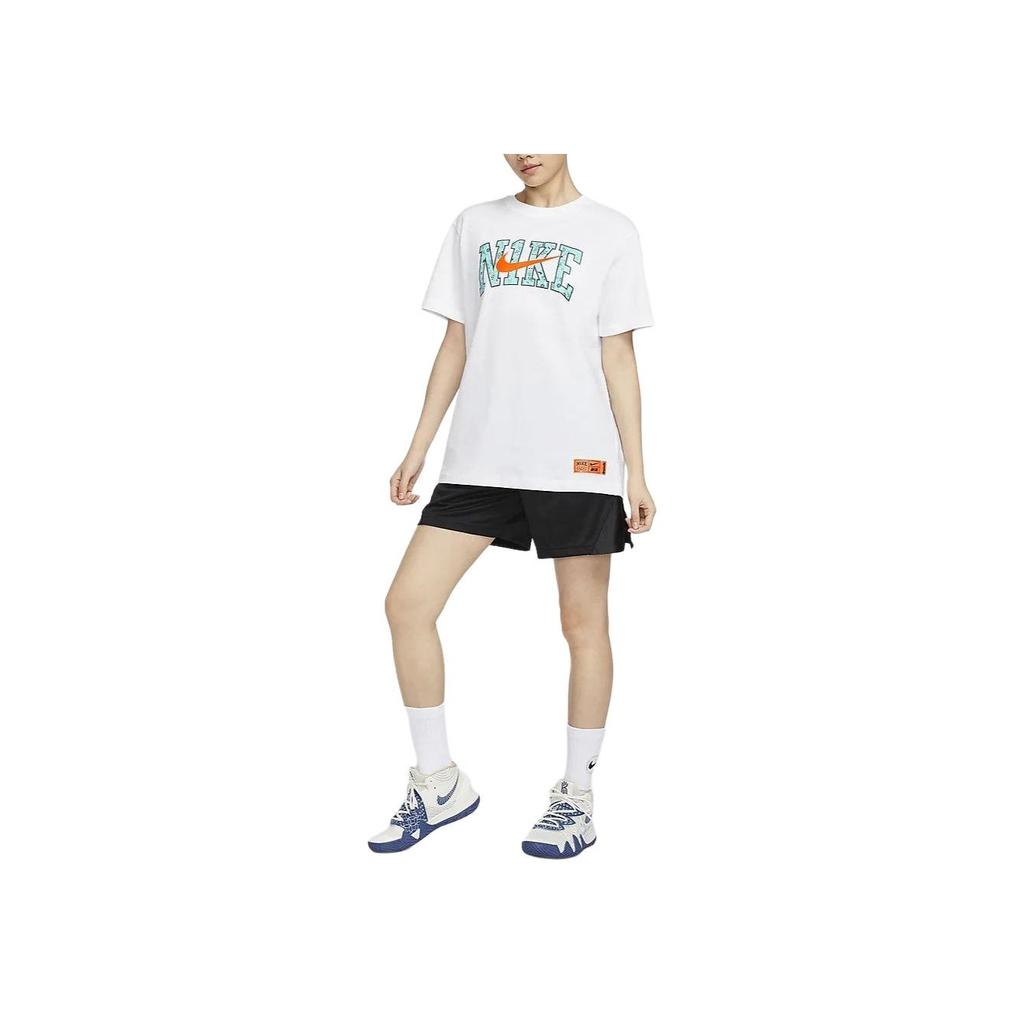 Nike SS23 Basketball Series CHBL Letter Logo Casual Crew Neck Pullover Short Sleeve T-Shirt With Drop Shoulder Women Tops White HF6161-100