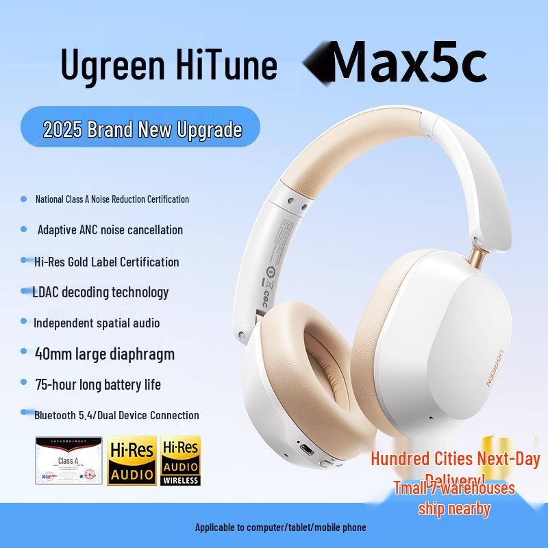 UGREEN Max5c Over-Ear Bluetooth Noise Cancelling Wireless & Wired Gaming Headset 2025