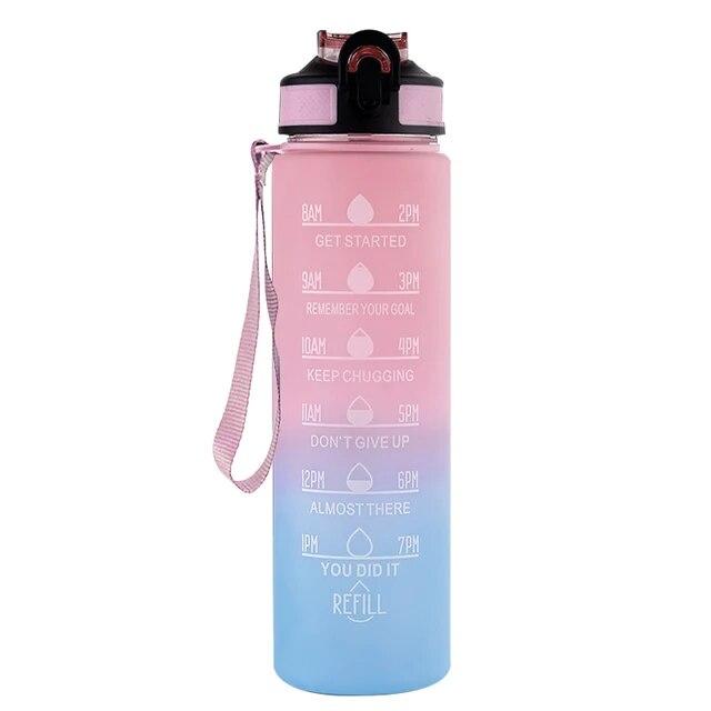 1000ml Colorful Frosted Water Bottle Motivational Drinking Bottle Sports Water Bottle With Time Marker Portable Reusable Cups