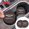 2Pcs Car Water Cup Pad Drink Mat Leather Anti-slip Coaster For New Bentley Continental GT MULLINER Bentayga Flying Hurtling Spur
