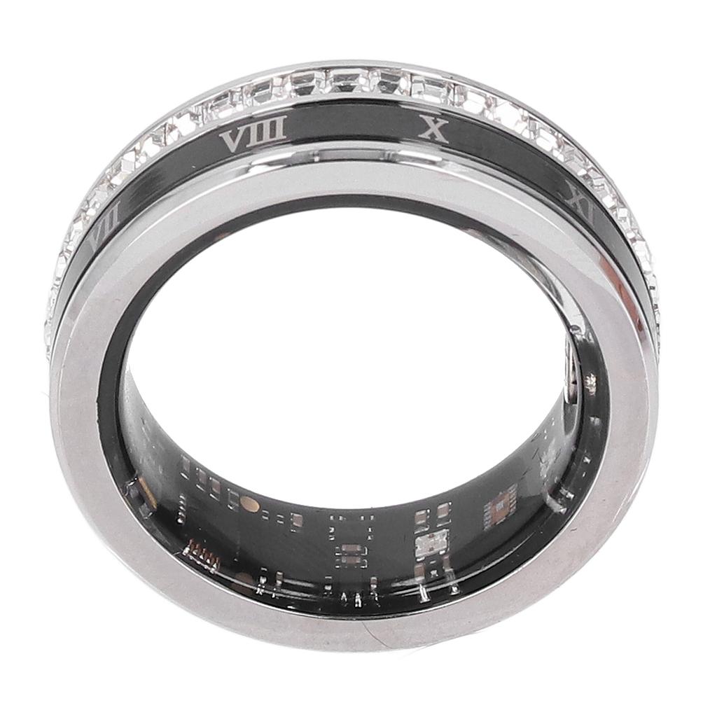 Smart Ring Ti Steel BT IP68 Water Resistant Step Counting Magnetic Charging Fitness Ring for Home Ou
