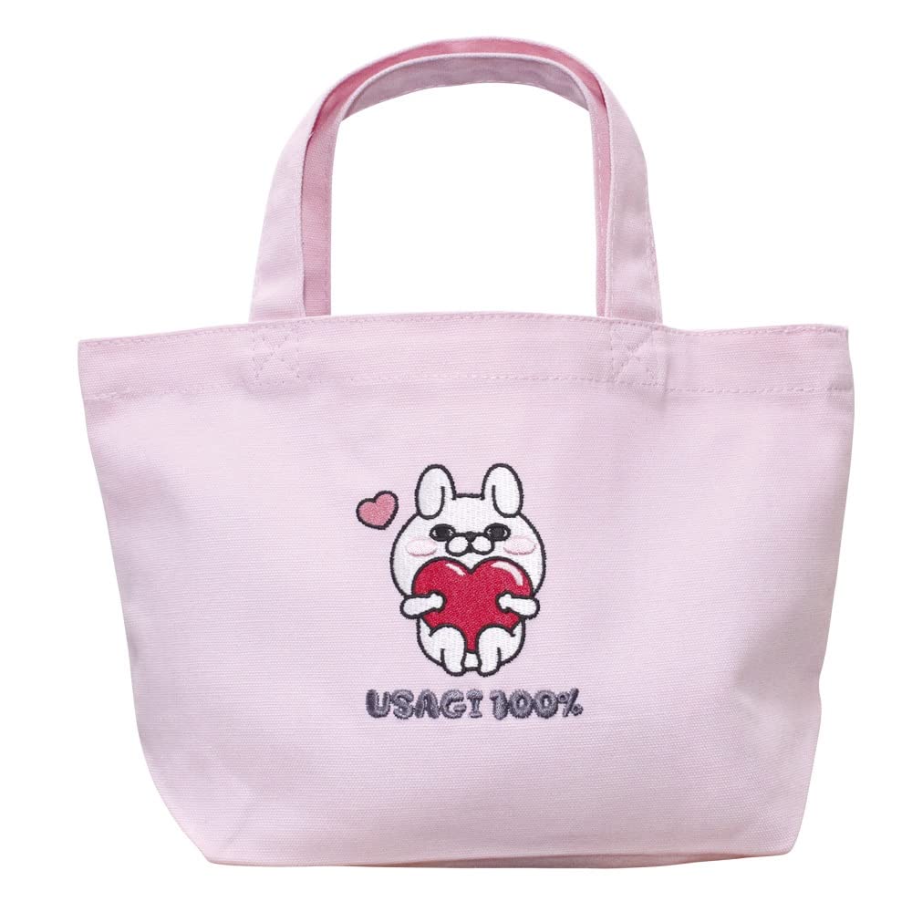 Канвасная сумка-тоут с вышивкой Yoshi (Маленькая мини-сумка-тоут) (Розовый100% Кролик (Сердце))