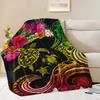 Turtle and Hibiscus Pattern Blanket for Sofa Bed Travel Camping Living Room Office Conditioning Blanket for All Seasons Gifts