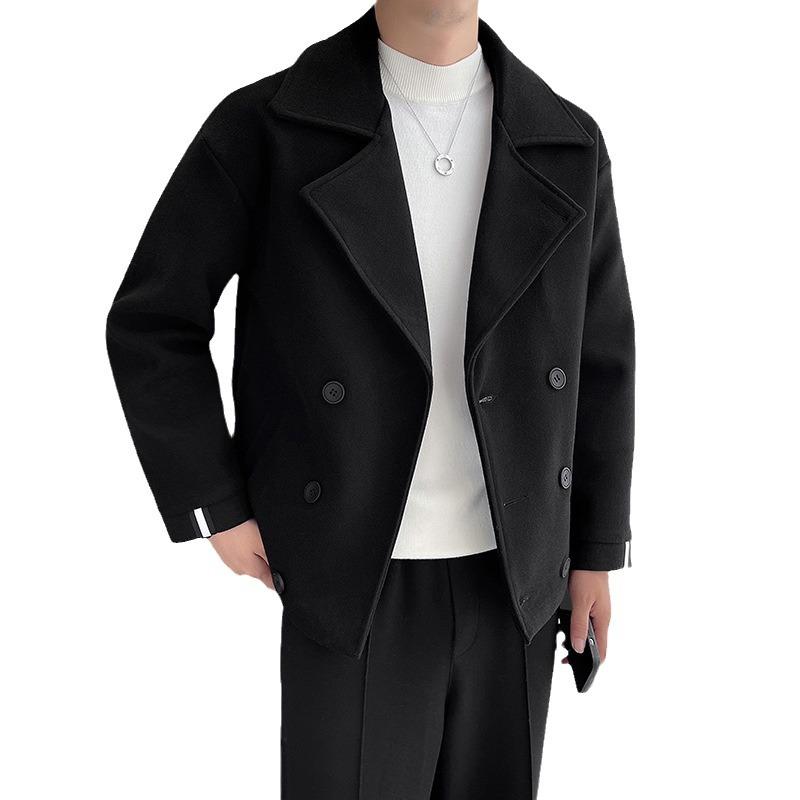 Men's Woolen Jacket Spring and Autumn New Casual Korean Style Short Lapel Windbreaker Handsome Woolen Jacket for Men