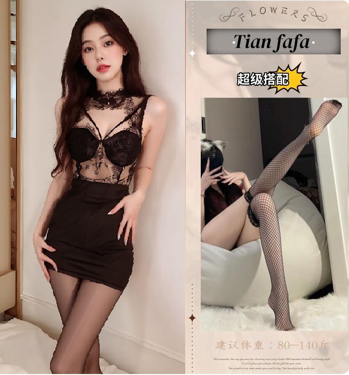 Sexy underwear new pure desire temperament chest pad lace breathable Spice Girl slim hip dress