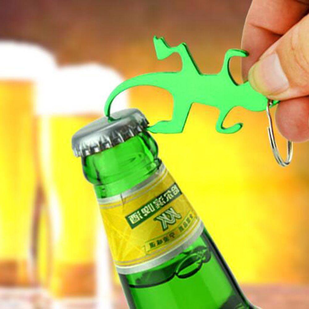 Novelty Creative Zinc Zinc Alloy Aluminum Lizard Shape Beer Corkscrew Openers Keys Ring Bottle Opener