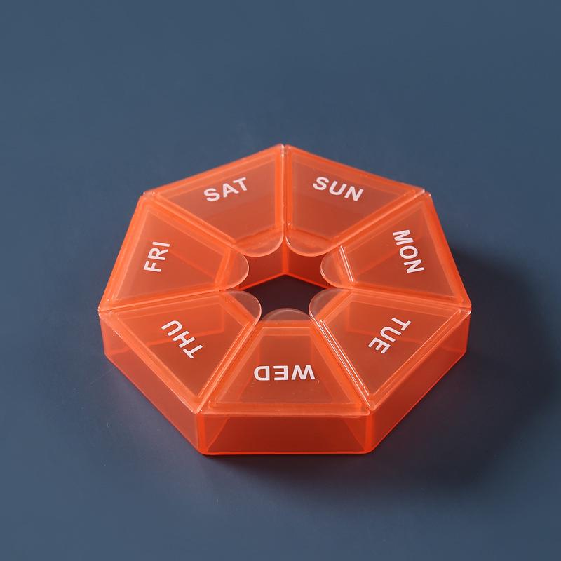 Octagonal 7-Compartment Weekly Pill Organizer, Dustproof and Portable