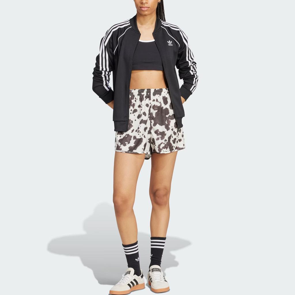 Adidas Originals Satin Comfortable Soft Striped Loose Sports Shorts Women Shorts Han-Jade-White KA2674