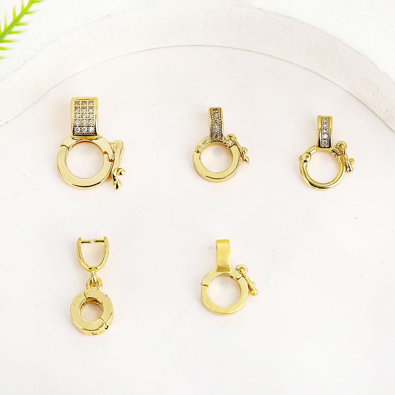 2 szt. Pozłacane 18K Zapięcia łączące z cyrkoniami Mosiężne zawieszki do wisiorków Tworzenie biżuterii DIY Ręczne tworzenie naszyjników