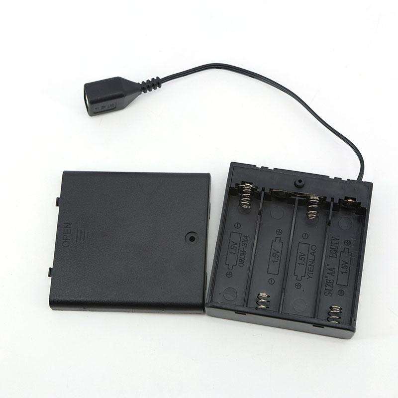 6V 4 Solt X AA 4x1.5V USB Battery Box For 5V LED Strip Lights Female Cable Mini Power Supply Battery Caes With Cover And Switch