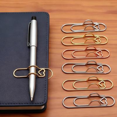 10Pcs Metal Heart Shape Pen Clips Multipurpose Notebook Page Holder for Journal Planner Bookmark And Paper Clip for Students And Professionals