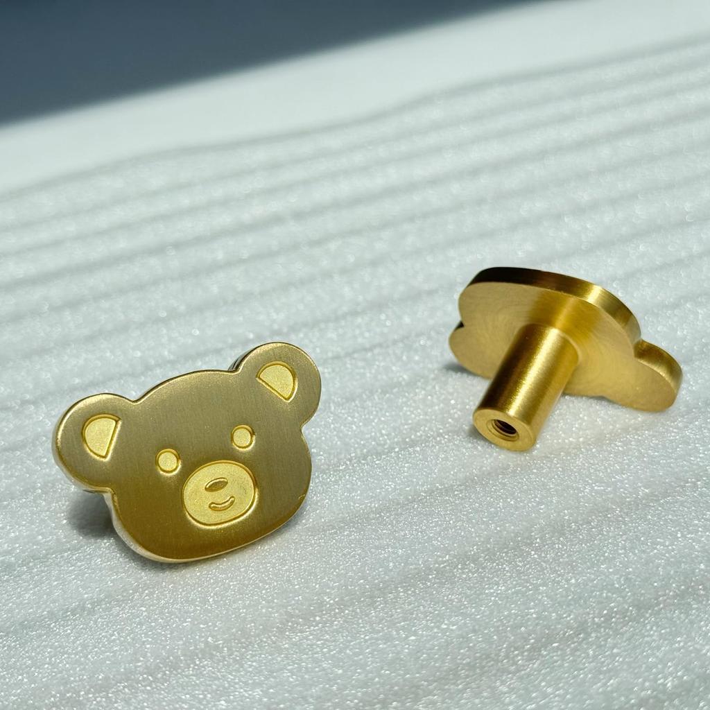 6pack Brass Knobs for Kids, Car Shape Pulls for Nusery Room, Cute Decorative Handles for Boys and Girls (Bear)