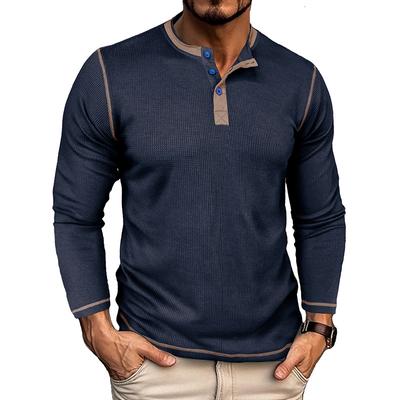 Retro Men'S Outdoor Loose Autumn Hoodie Casual Long Sleeved Henley Collar Top Shirt Cardigan