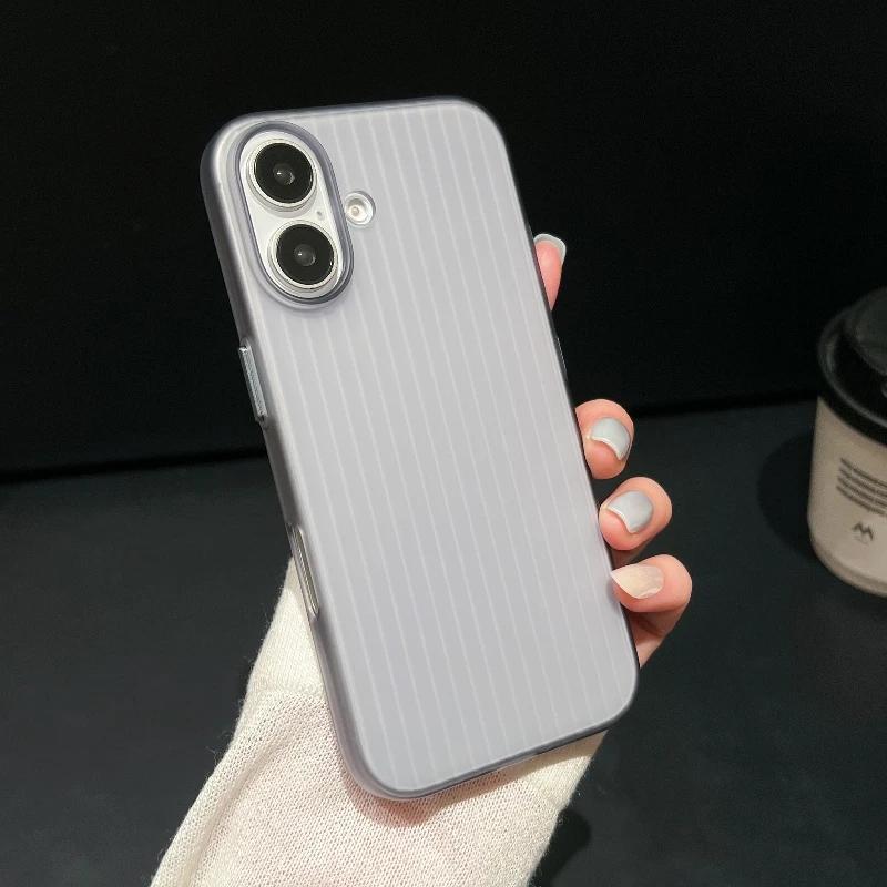 Luxury Natural Titanium Pc Case for For Iphone16 15 14 13 Pro Max Plus Electroplated Grating Corrugated Hard Back Cover Phone Case